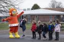 VISIT: The alien Ziggy stopped by Park PS to help the kids learn about road safety.