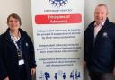 ADVOCACY: Staff members Harriet Fishley and Gordon Fisher promoting the work of Forth Valley Advocacy.
