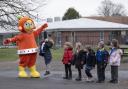 VISIT: The alien Ziggy stopped by Park PS to help the kids learn about road safety.