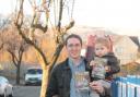 Bryan Quinn, candidate for RISE, campaigning with his children