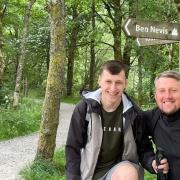BIG HEARTS: Scott and Lewis have tackled Ben Nevis in an effort to raise funds for the British Heart Foundation