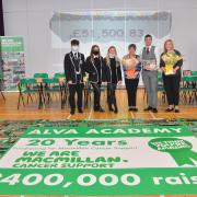 This year's Macmillan fundraising total was announced at Alva Academy at an assembly for S6 pupils - Pictures by Jan van der Merwe
