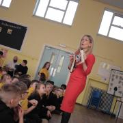 INSPIRATION: Eminent author Cressida Cowell was at St Serf's PS to share her creative jounrey with young people