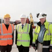 TOUR: Murdoch McGregor and Provost Donald Balsillie toured the Terra Marique with owner Peter Wynn as it took on another load bound for Alloa