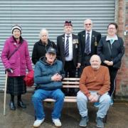 PRESENTATION: Forth Valley Men's Shed and Wee County Veterans recently presented a bench to Joe Farrell in memory of his late wife Margaret