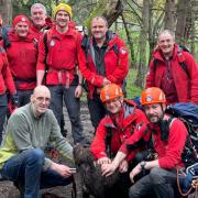 The Ochils Mountain Rescue team after rescuing Hamish.