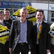 Willie Rennie and Dr Christopher McKinlay visit Alloa with supporters
