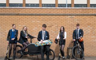 ACTIVE TRAVEL: FEL is marking five years of school-based active travel hubs - pictured are pupils from Bannockburn High School where a hub rolled out last year