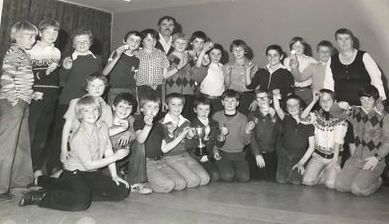 May (far right) with the first Clackmannan U11s football team
