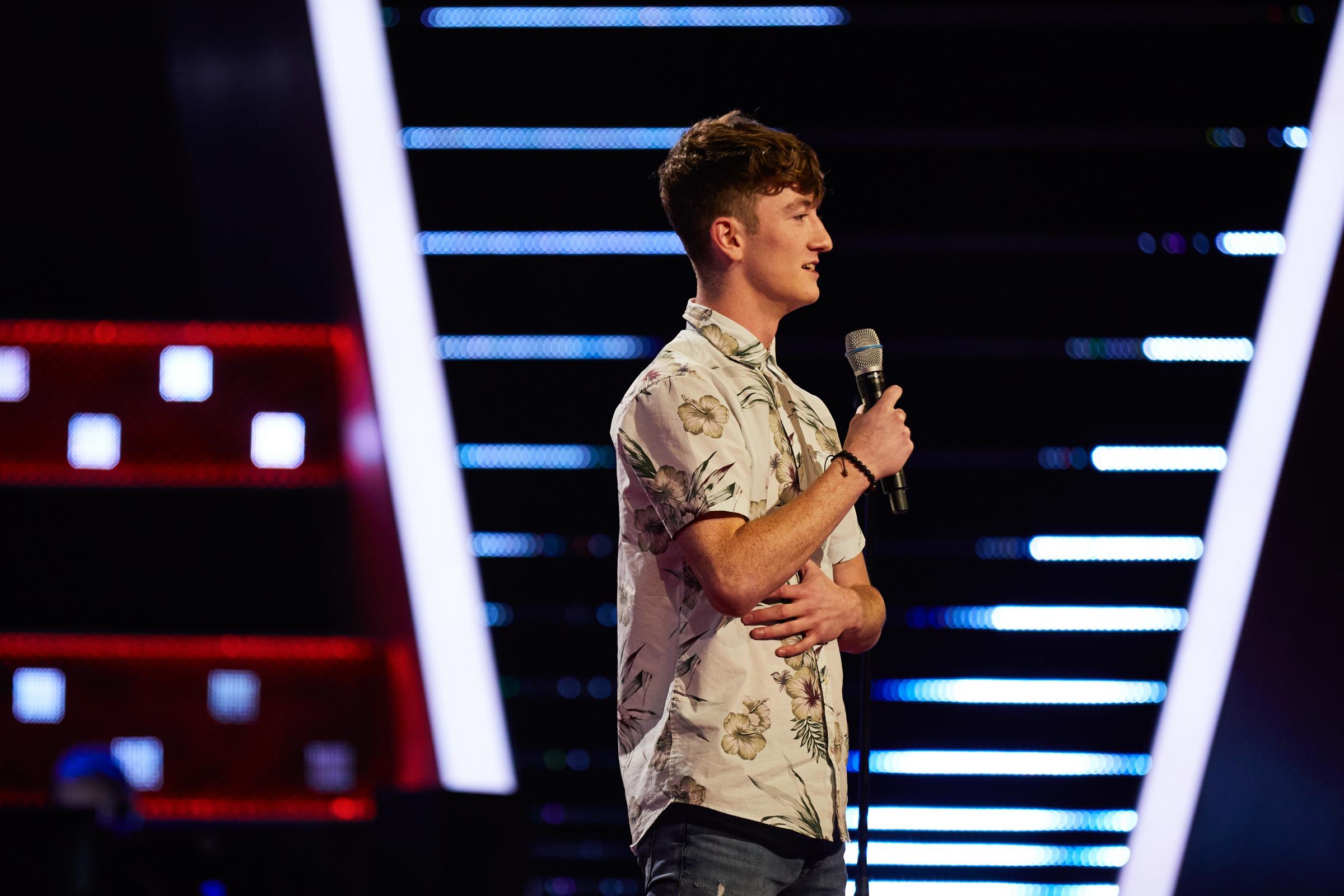 MADE IT: Cameron Ledwidge during his blind audition on The Voice UK. Picture courtesy of ITV Studios