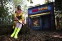 Dollar artist Rachel Maclean's firs permanent outdoor commission Upside Mimi Down created in Jupiter Artland in West Lothian and combines architecture and animation and an upside down world of cartoon princesses and wicked women and runs from May 8