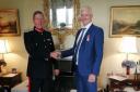 David receives his medal from the Lord Lieutenant Johnny Stewart