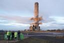 The 600ft chimney stack was blown down using around 700kg of explosives