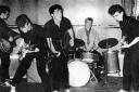 The then Silver Beetles before their gig in Alloa in 1960