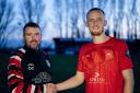 SIGNED UP: Ross Kavanagh (right) with Sauchie coach Darren Cummings after the former committed his future to Sauchie. Picture by Scott Barron