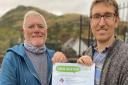 TAKE THE PLEDGE: Les Sharp and James Bull hold the Good Food Pledge and Menstrie Community Garden
