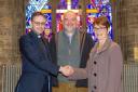 PARTNERS: Reverend Alan Miller and SPT's Dr David Mitchell and Susan Ross agree to both oversee the future of the Church of the Holy Rude.