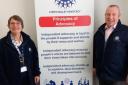 ADVOCACY: Staff members Harriet Fishley and Gordon Fisher promoting the work of Forth Valley Advocacy.