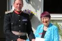 HONOURS: Kit Gow received her British Empire Medal from Lord-Lieutenant Johnny Stewart in Alloa - Pictures courtesy of Craig Dunbar/Clackmannanshire Lieutenancy
