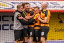 FIT: Celebrations following Luke Donnelly's equaliser for Alloa against Hamilton on Saturday.