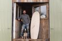 Frazer at his workshop in Crail in Fife, where he creates surfboards and fine furniture