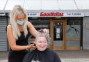 FOR THE CAUSE: Carol Anne had her head shaved in Tron Court last Friday to raise money for Macmillan nurses. Picture by John Howie
