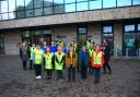 Junior parking attendants from Abercromby Primary and St Bernadette's RC Primary and their teachers, joined by Cllr Graham Lindsay, Sgt Alisdair Goldie and community police officers PCs Leigh Allen and Nicola Boyle