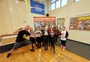 READING ROCKS: Stuart Reid with some pupils from Banchory