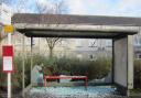 SMASHED: Two of the panels around the bus shelter have been targeted in recent weeks.