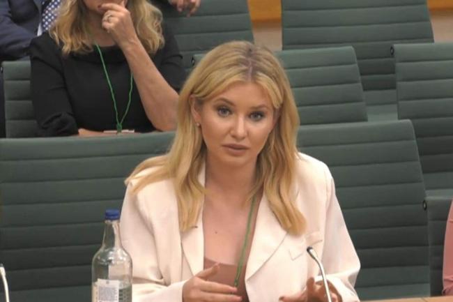 Former Love Island contest Amy Hart speaking at the inquiry