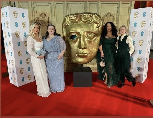 Hannah (left) with members of her team at the BAFTA Awards.