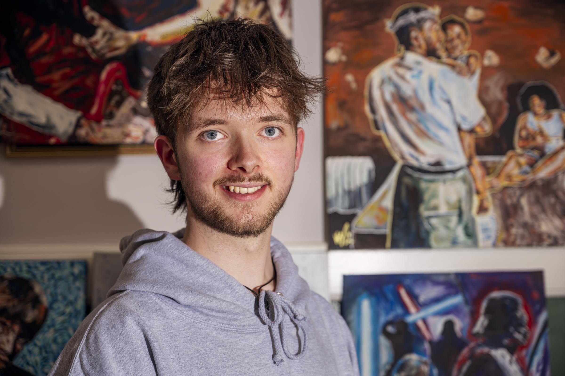 SHOWCASE: 20 year old local artist, Kyle Blain, presents his own art exhibition at the Clackmannan Town Hall where he has been set up with his own studio. Pictures by Scott Barron Photography.