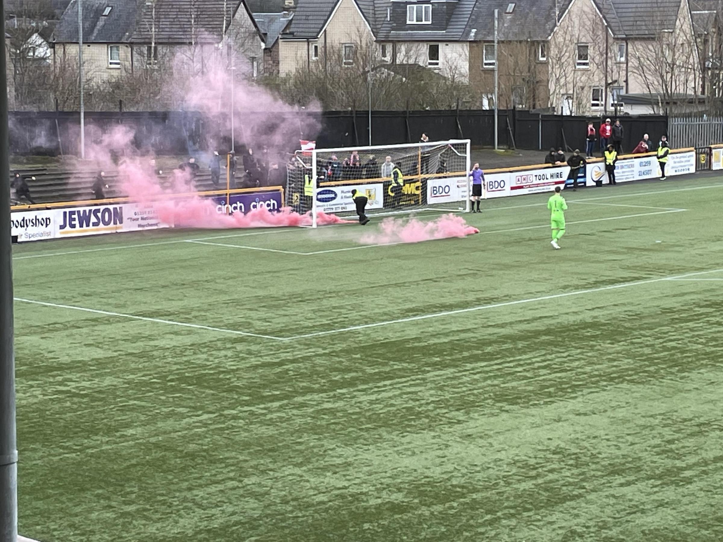 Alloa Athletic pitch damaged by travelling Stirling Albion support