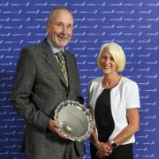 Richard with Margaret Brown, convenor of the Scottish Athletics Officials Commission. Photo by Bobby Gavin