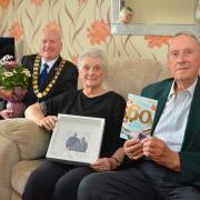 DIAMOND COUPLE: Jill and Hugh Clark received a visit from Provost Donald Balsillie as they marked their 60th wedding anniversary last week - Picture by Jan van der Merwe