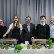 Carolyn McGill, director of Forth Valley Food and Drink Network, hospitality student Sophie Outerson, Stuart Guzinski, project co-ordinator at FEL, hospitality student Kieron McDonald and Paul Cunningham, curriculum manager for tourism and events at FVC