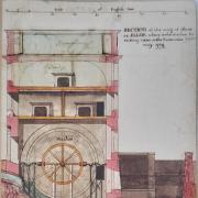 Sketches of the estate's water wheel.