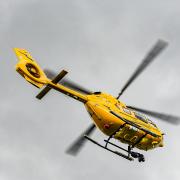 The air ambulance arriving in Sauchie.