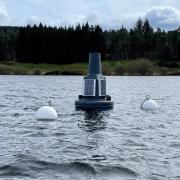 DATA BUOY: A similar buoy with scientific equipment in place at Carron Valley Reservoir